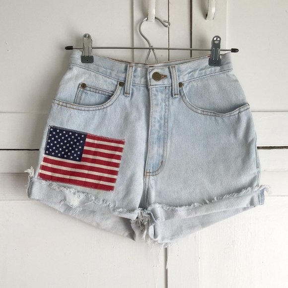 Vintage Pants - American Flag Vintage High Waist Shorts